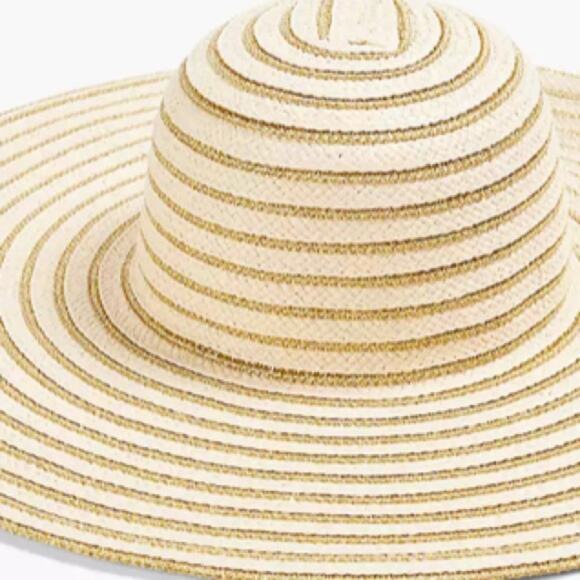 Lane Bryant gold SHINE STRIPE STRAW SUNHAT - Picture 2 of 6